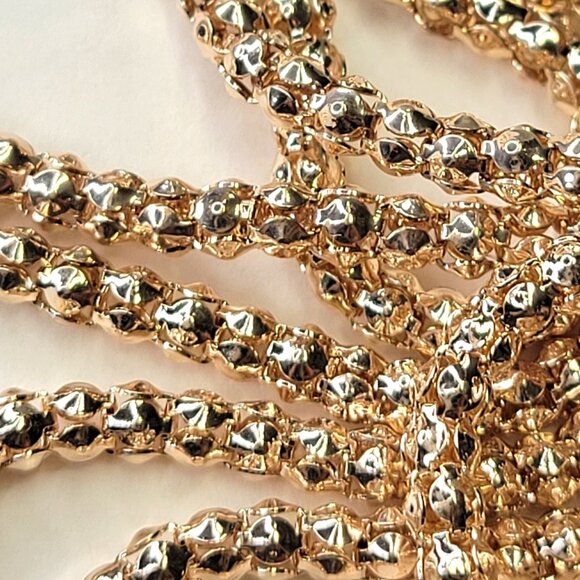 Three Ring Pendant Necklace, Crystal Pendant on a Gold Tone Long Necklace - Picture 10 of 10